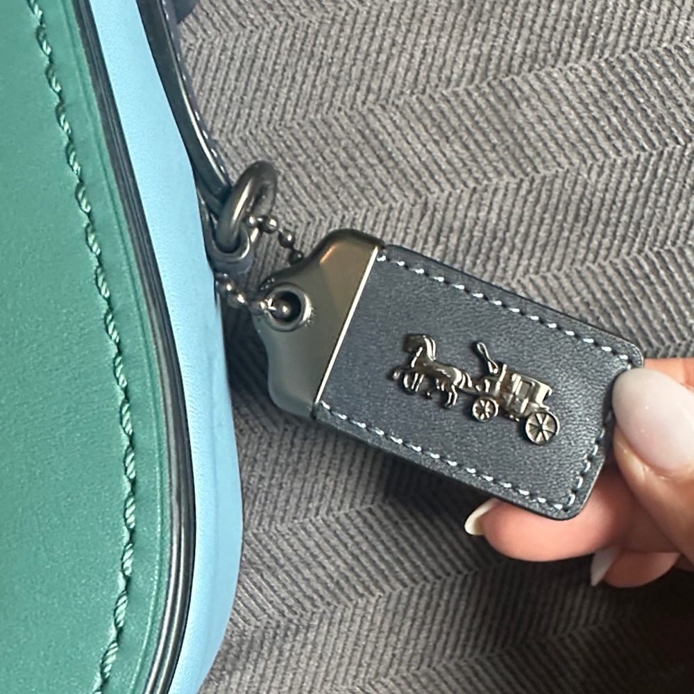Coach color block Teal Saddle Crossbody Bag with Blue Accents - Picture 4 of 12